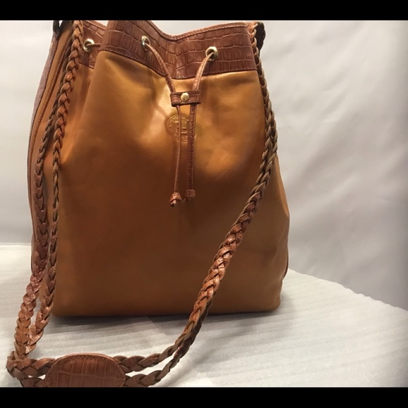 Auth Fendi Leather Croc Drawstring Hobo Bag XL - Picture 11 of 16